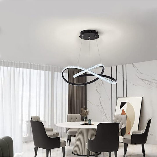 Jiju Lumini Suspendate Negru LED Cu Cristale