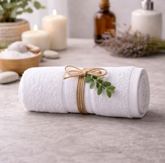 Kotonia Home Set 5 Prosoape De Hotel Pentru Față 90x50cm Albe Greutate 400gsm