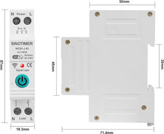 Sinotimer Превключвател на Рейка WiFi 63A
