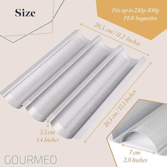 Tavă de Copt Non-Stick din Aluminiu pentru Baghete L38.5 x A28.5 x Î3.5 cm Gourmeo