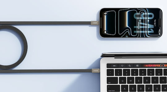 Veger Плетен USB 2.0 Кабел USB-C мъжки - USB-C 240W Черен 1m CC2-MTB