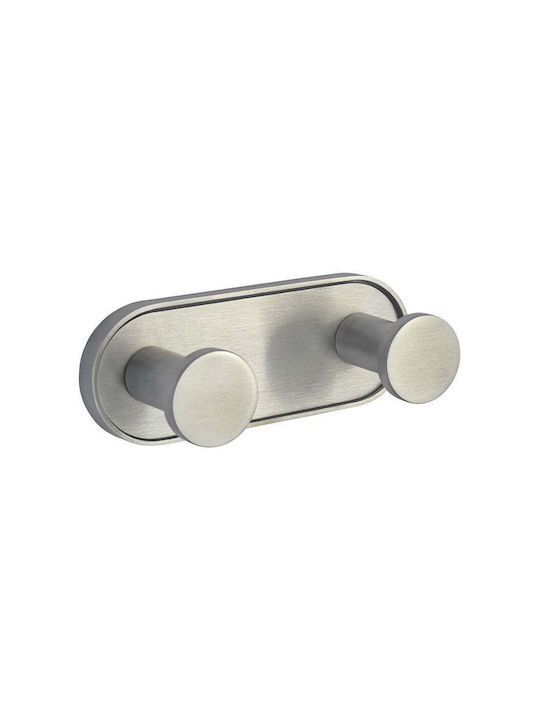 Inter Ceramic Cârlig Dublu de Baie cu Șuruburi Argintiu