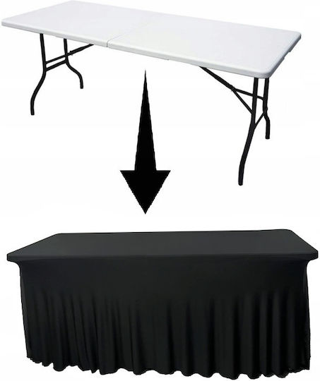Cover Banquet Catering Table Black Skirting Ruffle 180x76 Cm