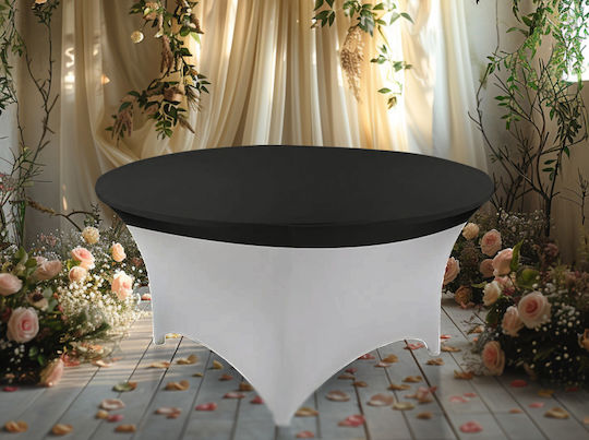 Elastic Tablecloth Cover Black Topper Round Tables 180cm Diameter