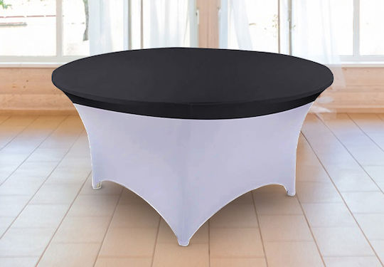Elastic Tablecloth Cover Black Topper Round Tables 180cm Diameter