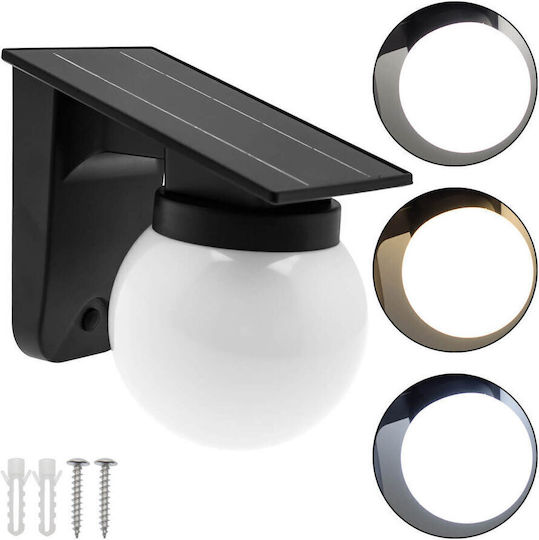 LED Wall Mounted Solar Light Ball 2.8W 100lm Warm White 3000K with Photocell IP65