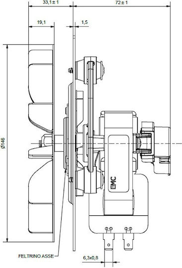Вентилатор за димни газове Ecm Fime за пелетна печка Fornello Marelli Systems Burnit Alfa Plam Moretti Design Anselmo Cola Ferroli Karmek One Arce Clam Eco Spar
