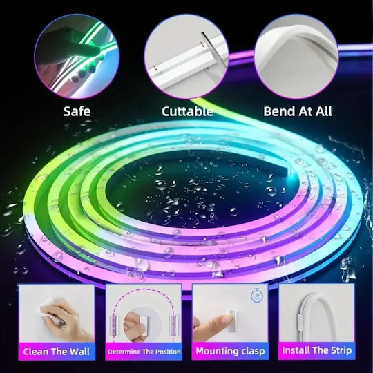 Waterproof USB 5V 10m Neon Flex LED Strip with Power Supply & Remote Control