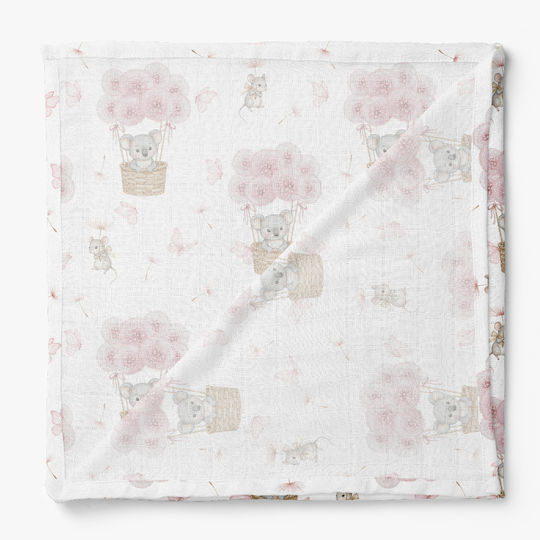 Bocioland Nursery Swaddling Bamboo Pink Blanket 110x110cm