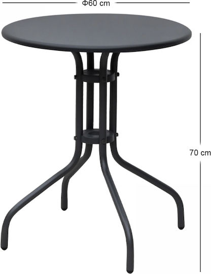 Metal Table for Small Outdoor Spaces Palermo Black 60x60x70cm