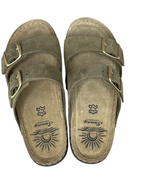 Sienna Leather Women's Anatomic Green Sandals GY-08414-17-2