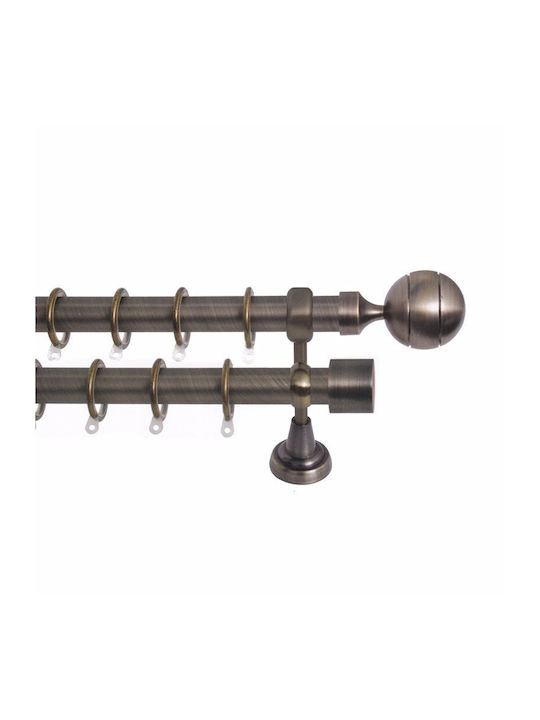 Import Hellas Metallic Curtain Pole No5 Double with Rod Ø25mm 140cm Bronze