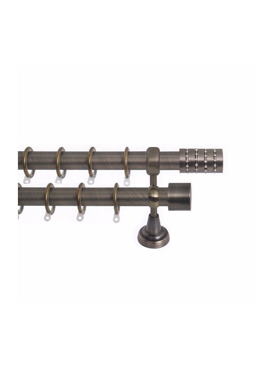 Import Hellas Metallic Curtain Pole No7 Double with Rod Ø25mm 140cm Bronze