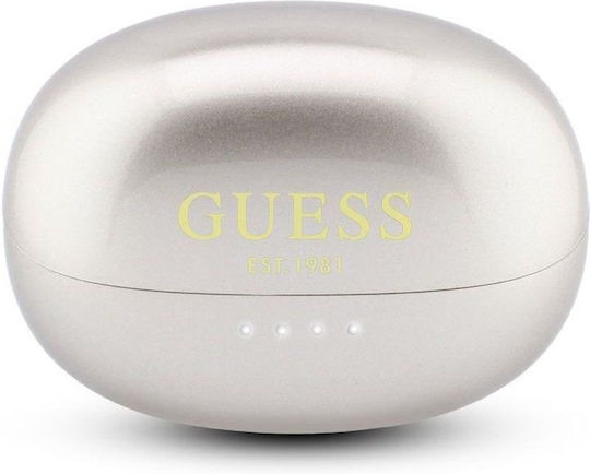 Guess Metallic Finish Classic Logo Open Ear Bluetooth Handsfree Headphones with Charging Case Gold