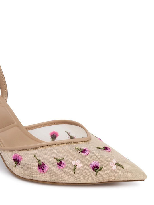 Pointed Toe Heels with High Heel Beige