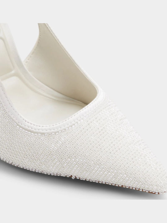 Spitze Zehen Pumps mit Hohem Absatz in Creme