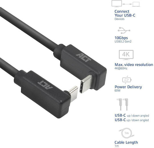 Act USB 3.2 Video Cable USB-C male - USB-C / DisplayPort 60W PD 1m