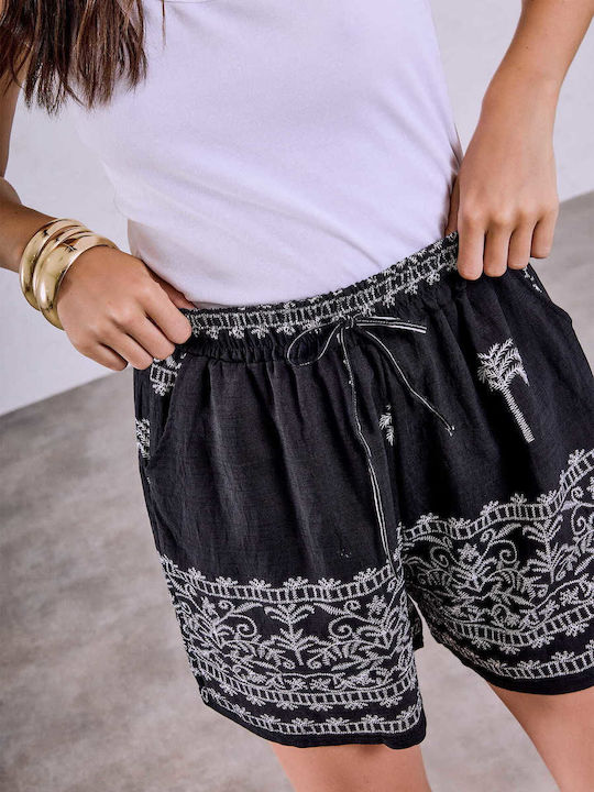 Celestino Women's Printed Viscose Shorts Black