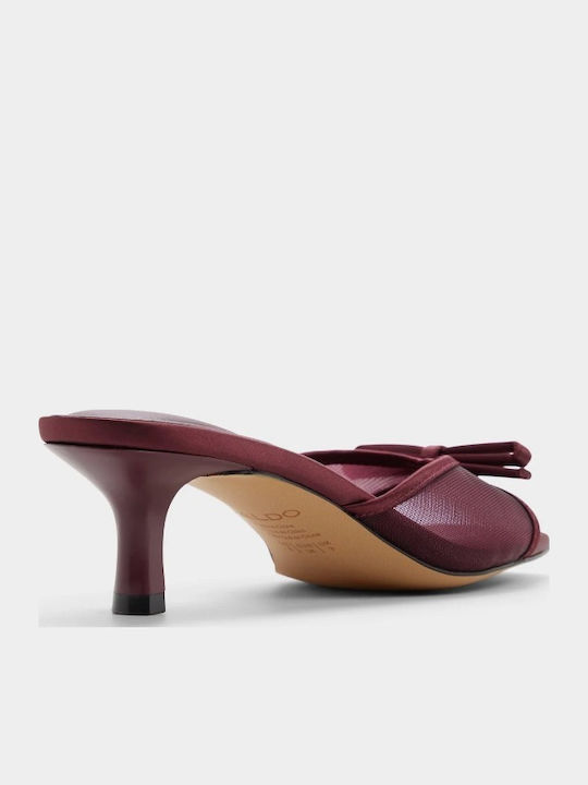 Mules With Low Heel In Burgundy Colour