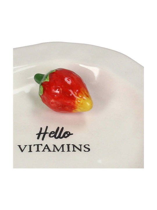 Koart Porcelain Small Plate Decorated Strawberry 15x15x3 Cm