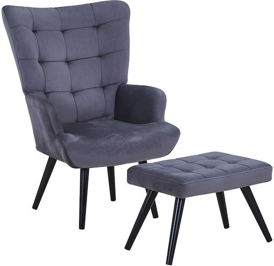 Hochlehner-Sessel mit Fußhocker Schwarz