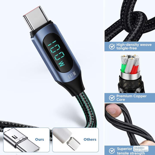 Usb Type-c To Type-c Data Charging Cable 100w 1m Black