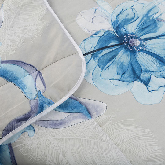 Πάπλωμα Διπλό με Γέμιση Microfiber 200x210εκ. Μπλε 150 GSM