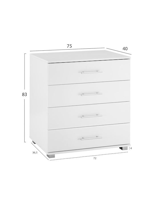 Kommode Schlafzimmer Holz Briana mit 4 Schubladen Weiße 75x40x83cm
