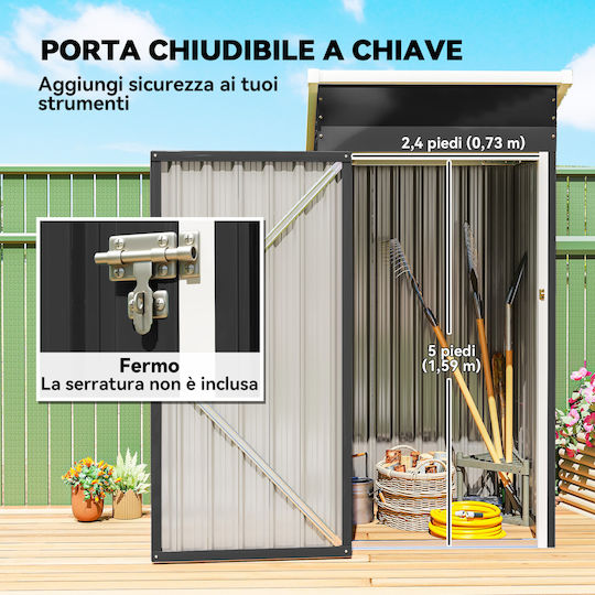 Metal Garden Shed Galvanized with Air Vent L1.075xW0.91xH1.85m