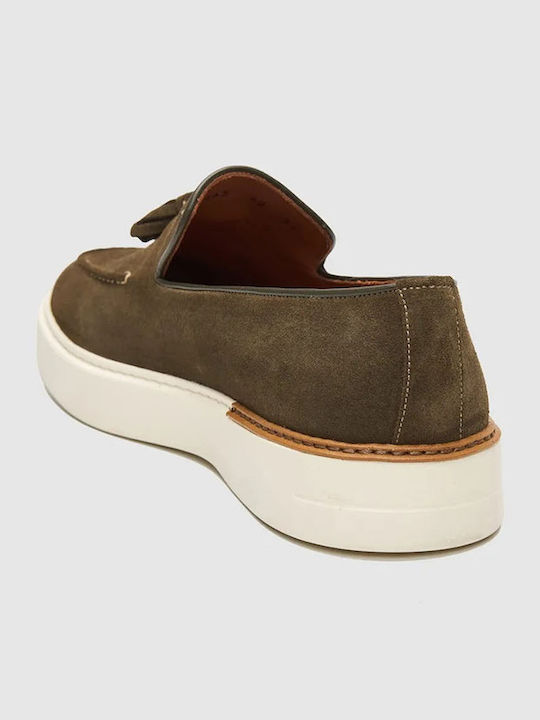 Suede Men's Moccasins in Green Colour