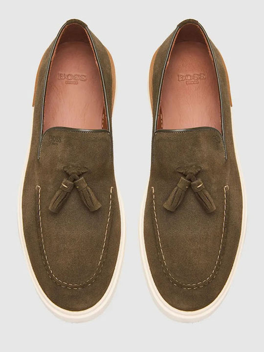 Suede Men's Moccasins in Green Colour