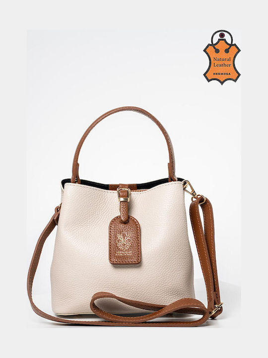Leder Damen Handtasche in Creme