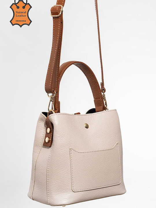 Leder Damen Handtasche in Creme