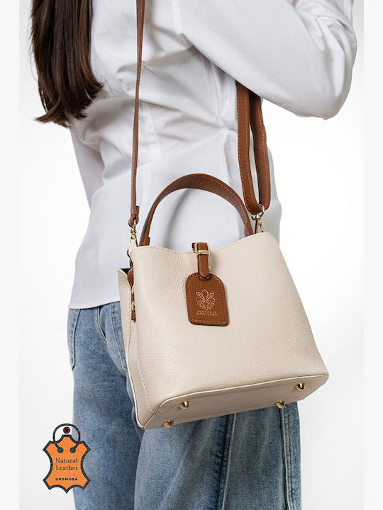 Leder Damen Handtasche in Creme
