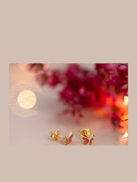 Kids Earrings Studs Butterflies 9K Gold