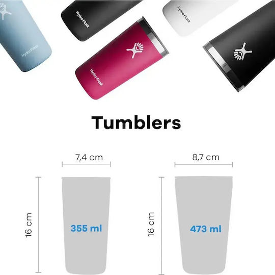 Hydro Flask Handled Tumbler Θερμός Ανοξείδωτο BPA Free 500ml Popstar Pink με Καλαμάκι και Λαβή