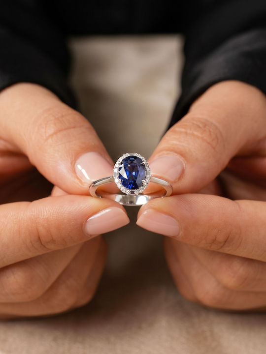 Diamond Group Μονόπετρο από Λευκόχρυσο 18Κ με Διαμάντι