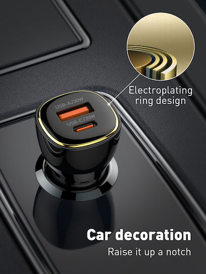 Ldnio Car Charger C103 Lightning Cable USB/USB-C 60W Black 5210131159958