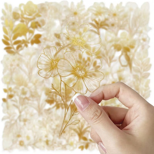 Decorative Gold Flower Stickers Set 50 Pieces