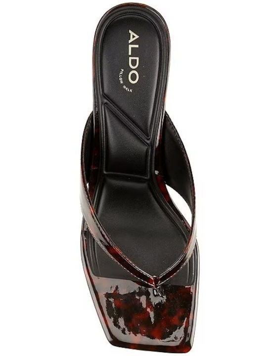Patent Leather Mules With Low Heel In Brown Colour
