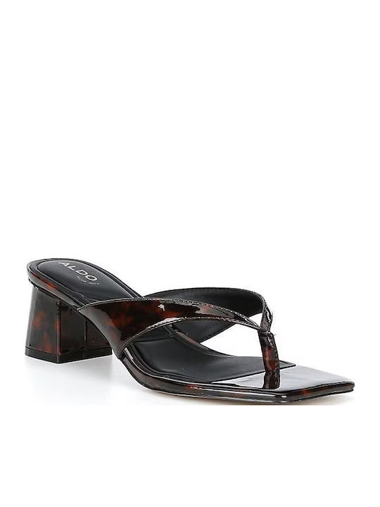Patent Leather Mules With Low Heel In Brown Colour