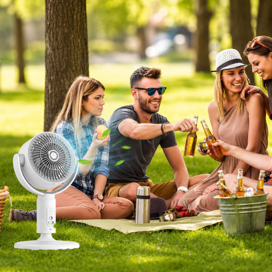 Ventilator Pe Piedestal 10W Diametru 38cm Cu Telecomandă Alb
