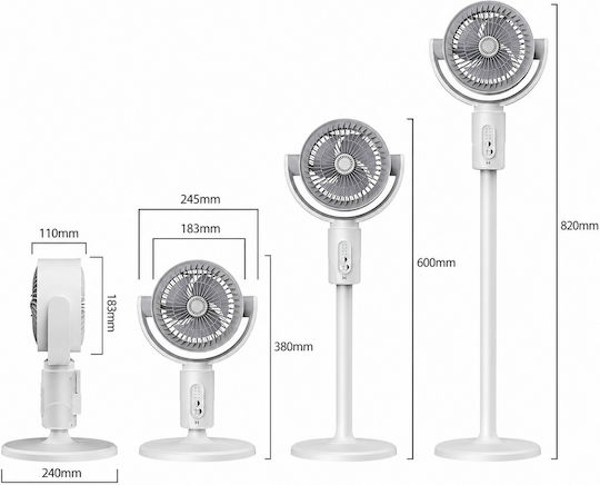 Ventilator Pe Piedestal 10W Diametru 38cm Cu Telecomandă Alb