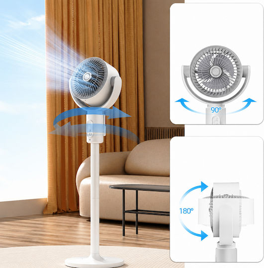 Ventilator Pe Piedestal 10W Diametru 38cm Cu Telecomandă Alb