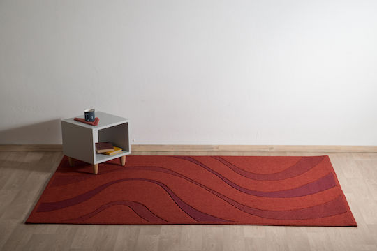 Modern Synthetic Rug Sculpture 2596-407 Red 0.80x1.50 Red