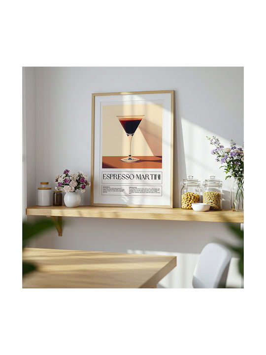 Poster Espresso Martini Cocktail Pst25472 40cm X 50cm Frame Natural Wooden Beige