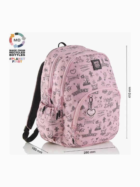 Miquelrius School Backpack For Elementary Pink With Water Bottle Holder 27lt