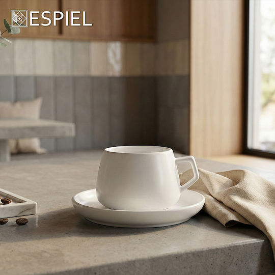 Espiel Porcelain Cup Saucer White 6 Pieces