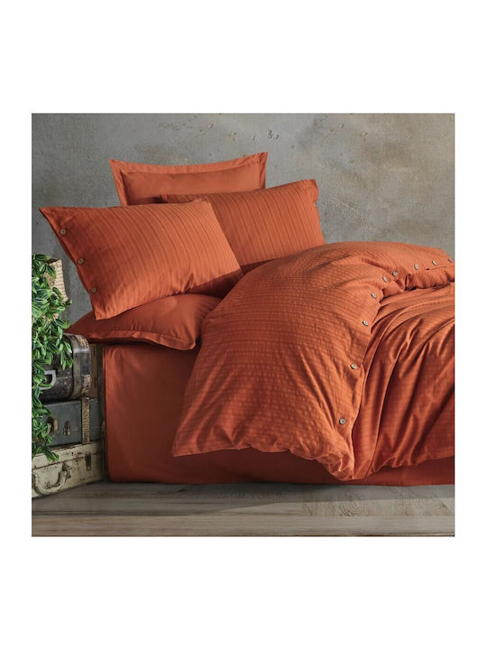 Clasy Home Set Huse Pentru Pilote 100% Bumbac 200x220cm Dublă Cu 2 Fețe De Pernă & 1 Cearșaf Roșie