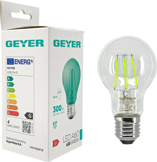 Geyer LED Glühbirne 4W für E27 Fassung und Form A60 Grüne 120lm